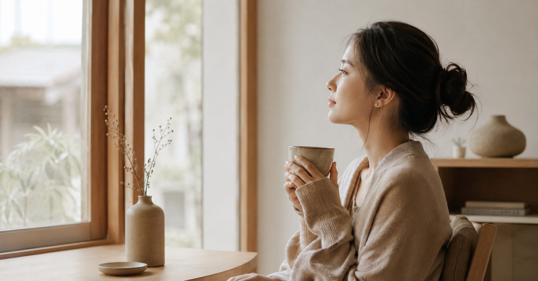 身體在限流—窗邊安靜喝茶休息