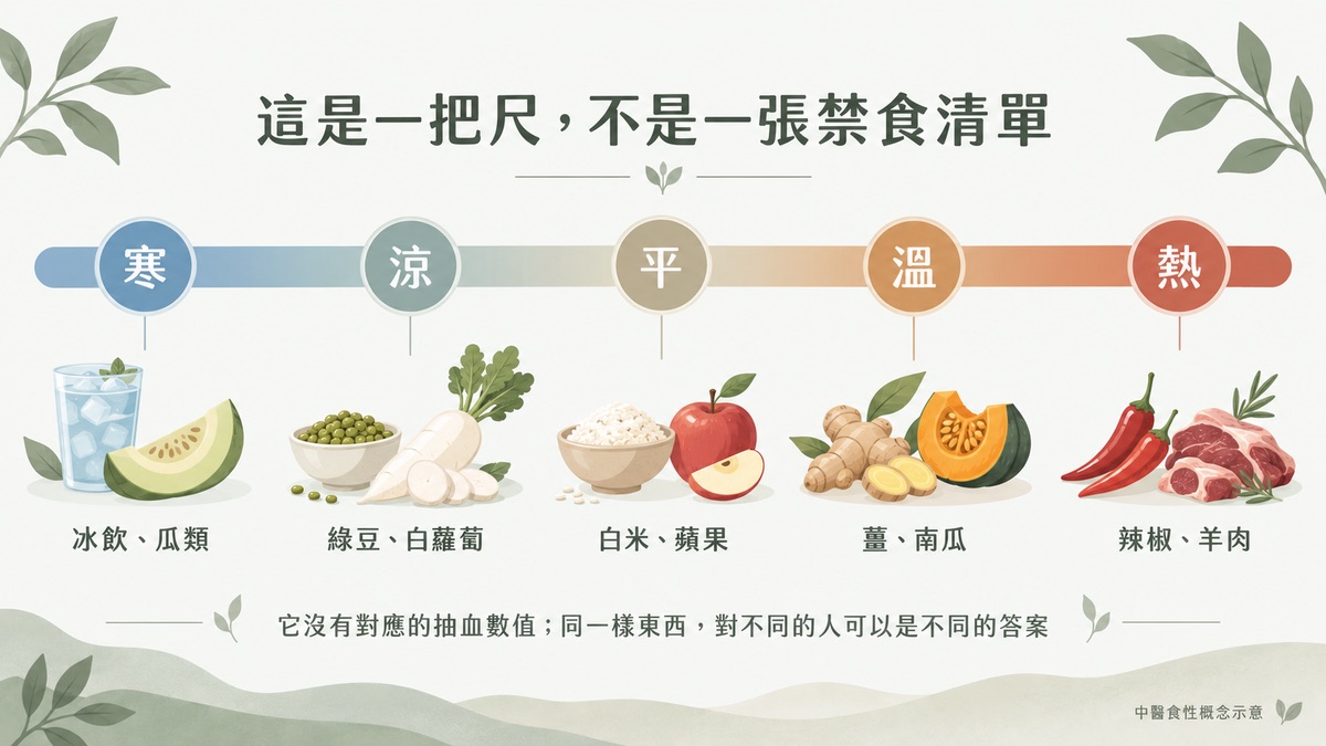 中醫食物寒熱屬性的五個層級:寒涼平溫熱